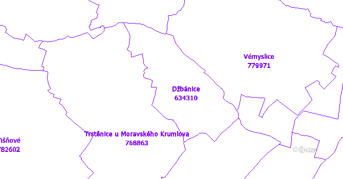 Katastrální mapa Džbánice