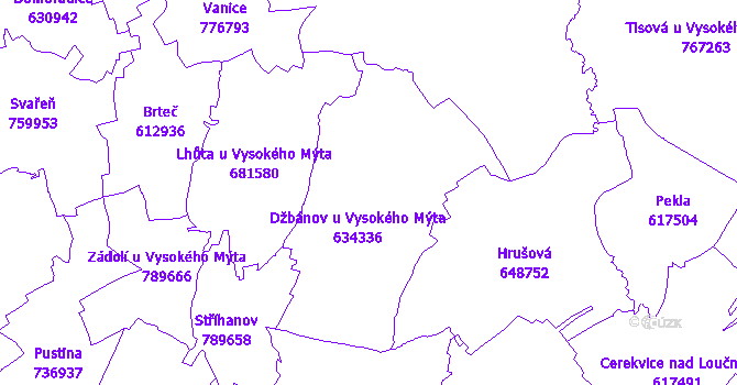 Katastrální mapa Džbánov
