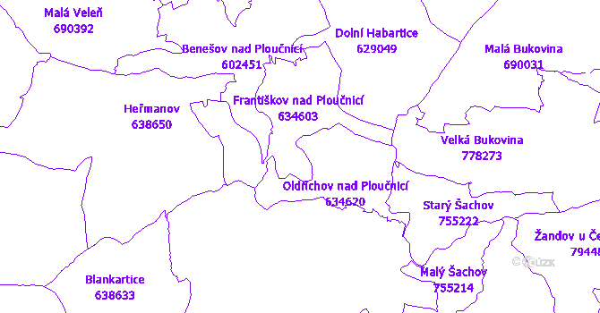 Katastrální mapa Františkov nad Ploučnicí