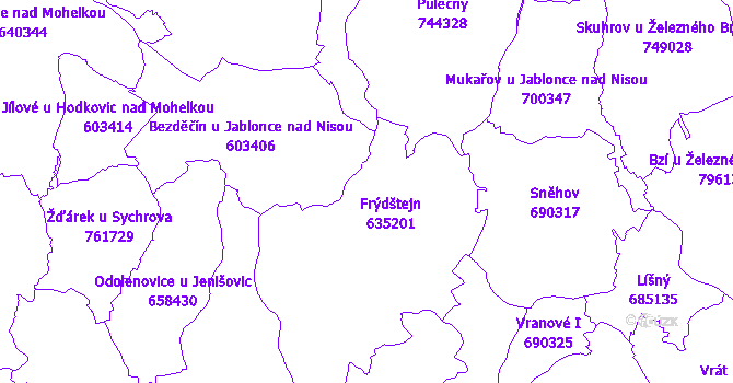 Katastrální mapa Frýdštejn