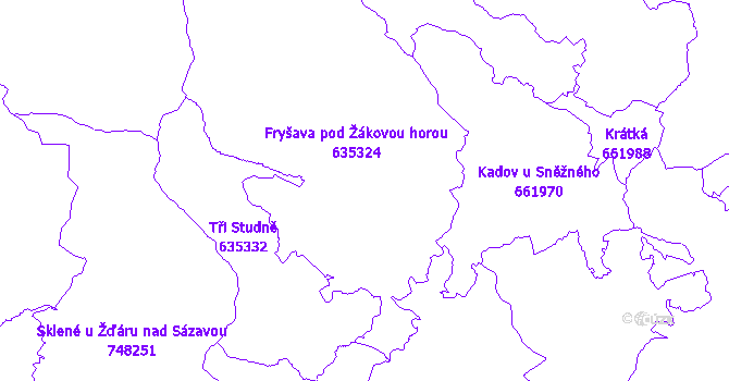 Katastrální mapa Fryšava pod Žákovou horou