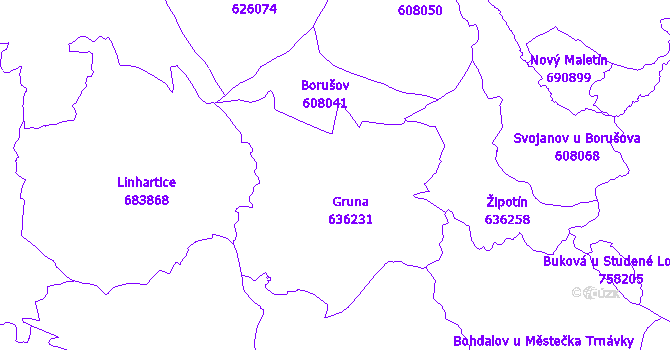 Katastrální mapa Gruna