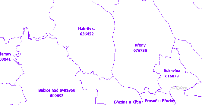 Katastrální mapa Habrůvka
