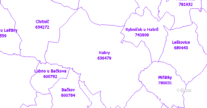 Katastrální mapa Habry