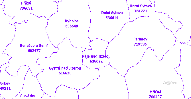 Katastrální mapa Háje nad Jizerou