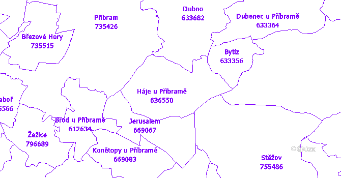 Katastrální mapa Háje