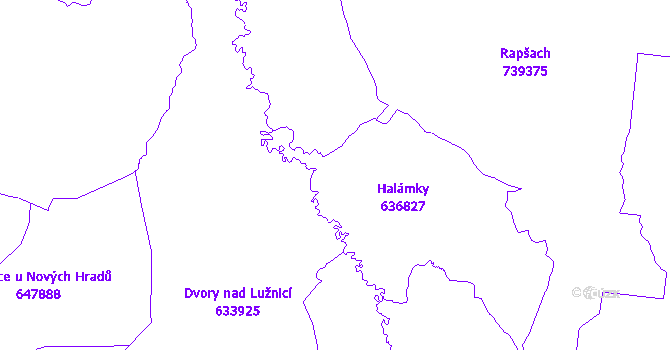 Katastrální mapa Halámky