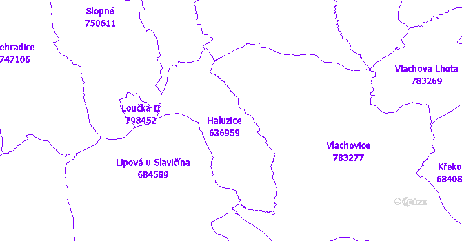 Katastrální mapa Haluzice