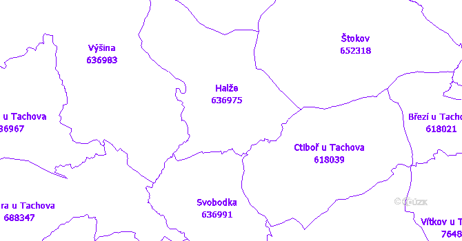 Katastrální mapa Halže