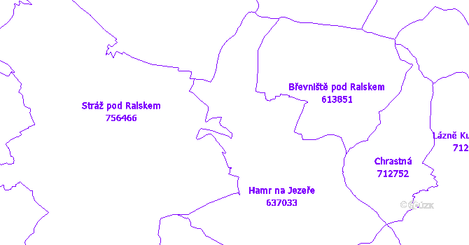 Katastrální mapa Hamr na Jezeře