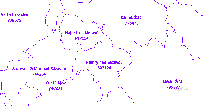 Katastrální mapa Hamry nad Sázavou
