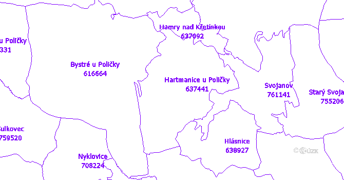 Katastrální mapa Hartmanice