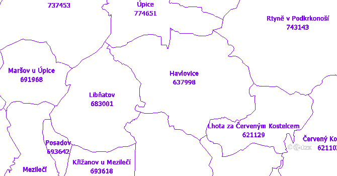 Katastrální mapa Havlovice