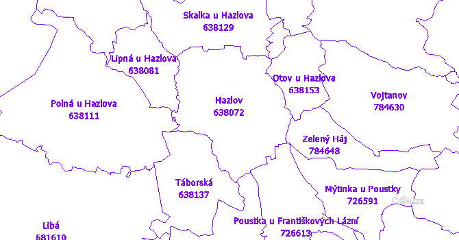 Katastrální mapa Hazlov