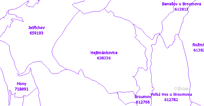 Katastrální mapa Hejtmánkovice