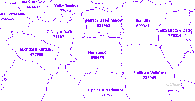 Katastrální mapa Heřmaneč