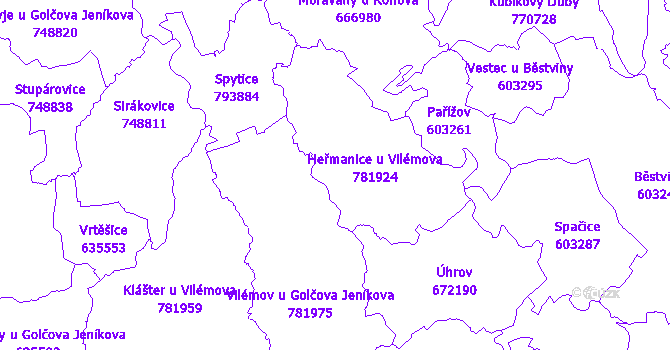 Katastrální mapa Heřmanice