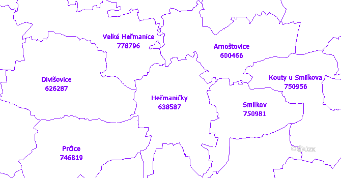 Katastrální mapa Heřmaničky