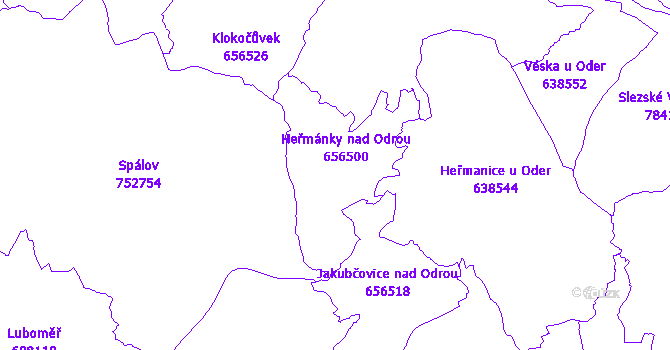 Katastrální mapa Heřmánky