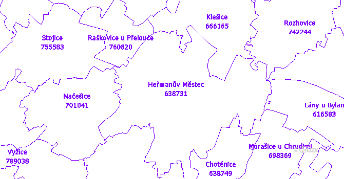 Katastrální mapa Heřmanův Městec