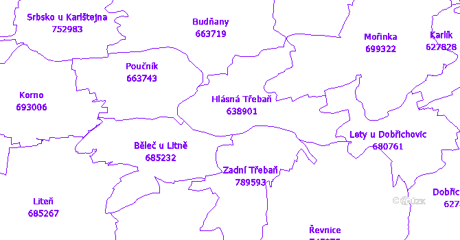 Katastrální mapa Hlásná Třebaň