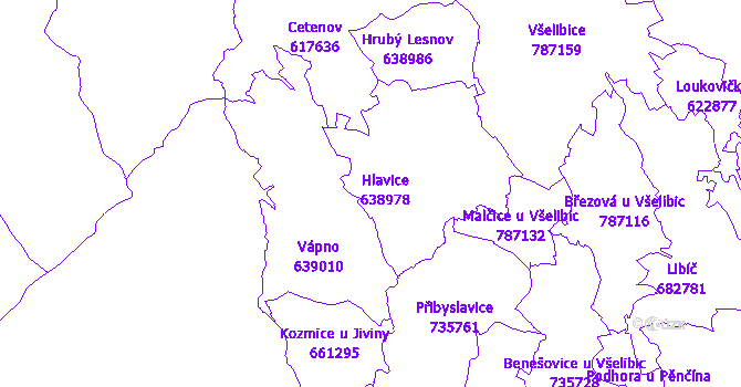 Katastrální mapa Hlavice