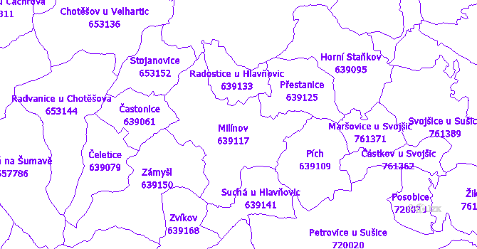 Katastrální mapa Hlavňovice