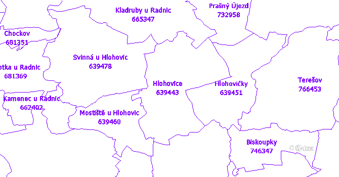 Katastrální mapa Hlohovice