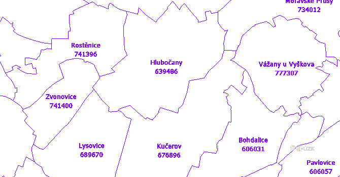 Katastrální mapa Hlubočany
