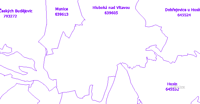 Katastrální mapa Hluboká nad Vltavou