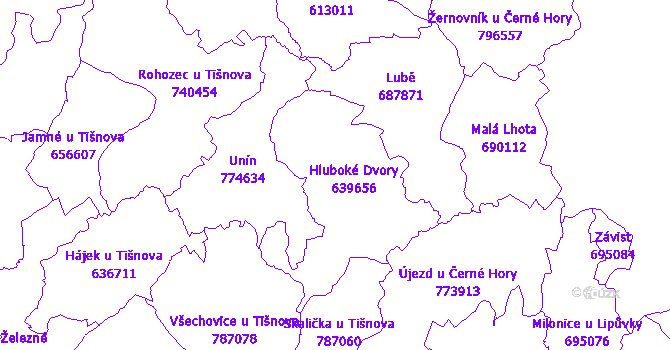 Katastrální mapa Hluboké Dvory