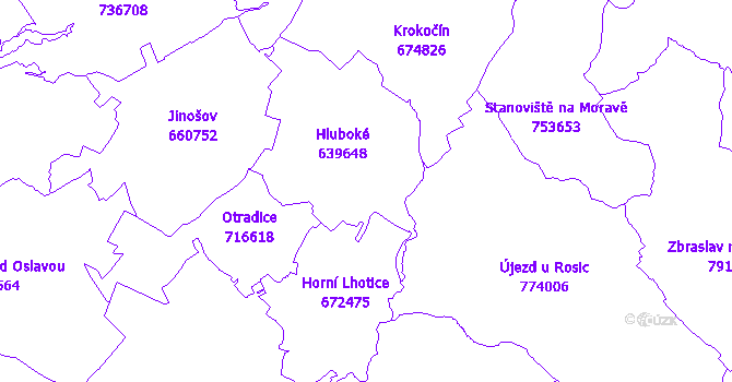 Katastrální mapa Hluboké