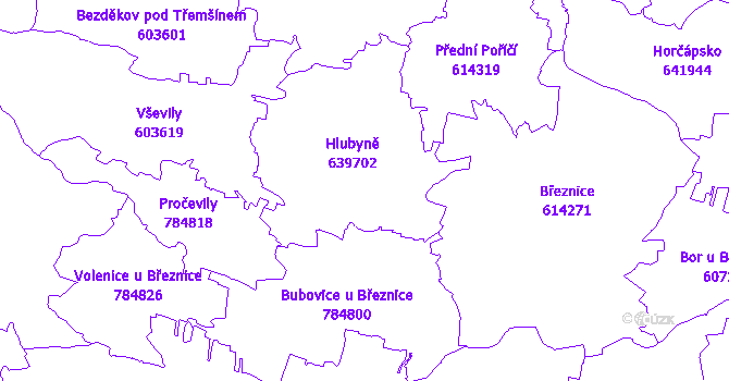 Katastrální mapa Hlubyně