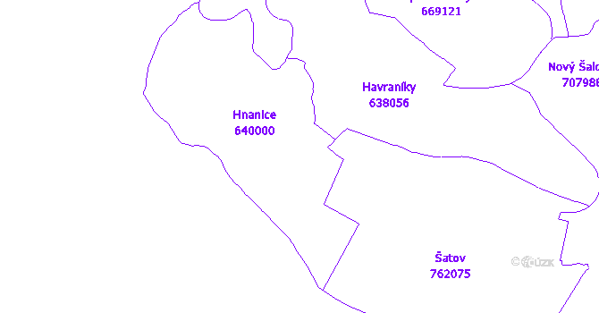 Katastrální mapa Hnanice