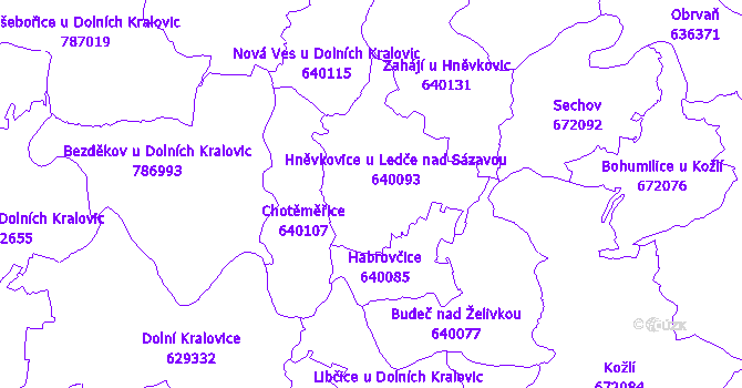 Katastrální mapa Hněvkovice