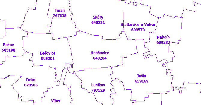 Katastrální mapa Hobšovice
