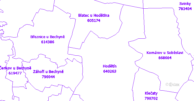 Katastrální mapa Hodětín