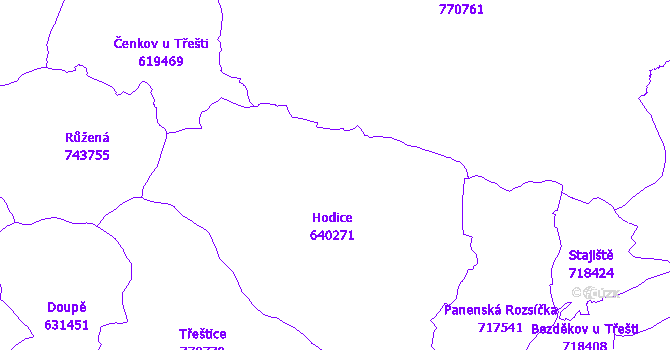 Katastrální mapa Hodice