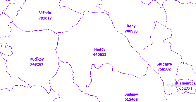 Katastrální mapa Hodov
