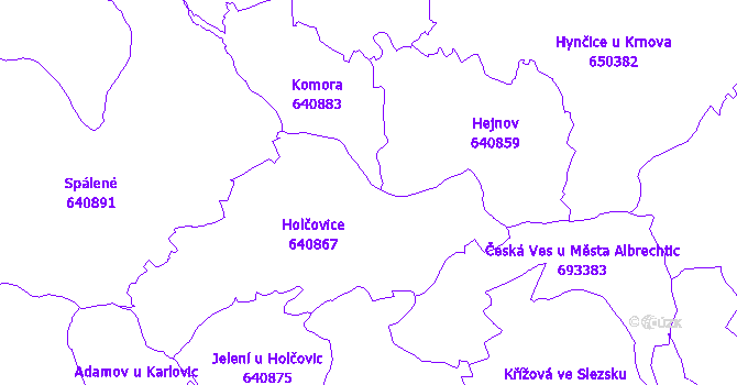 Katastrální mapa Holčovice