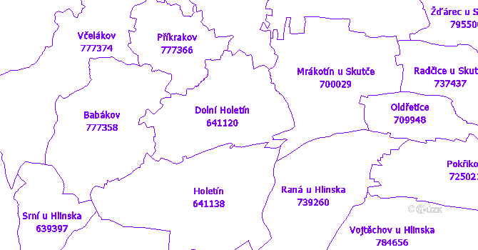 Katastrální mapa Holetín