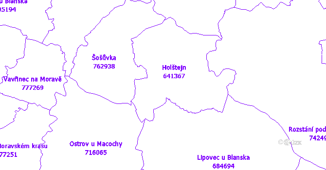 Katastrální mapa Holštejn