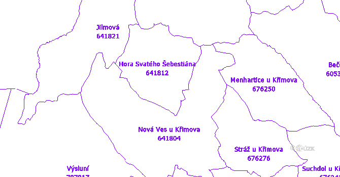 Katastrální mapa Hora Svatého Šebestiána