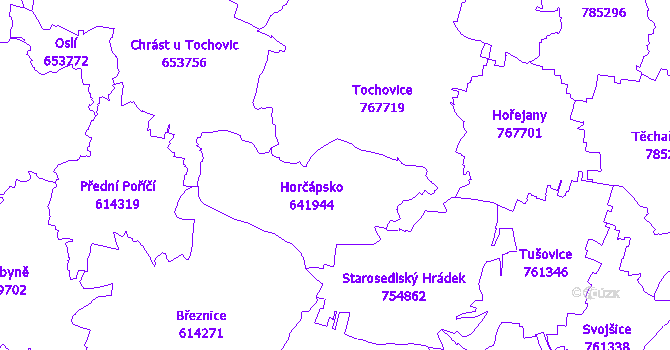 Katastrální mapa Horčápsko