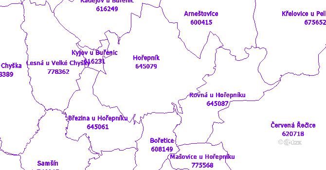 Katastrální mapa Hořepník