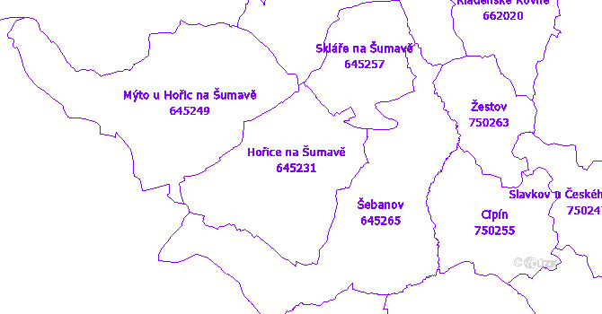 Katastrální mapa Hořice na Šumavě