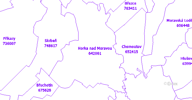 Katastrální mapa Horka nad Moravou