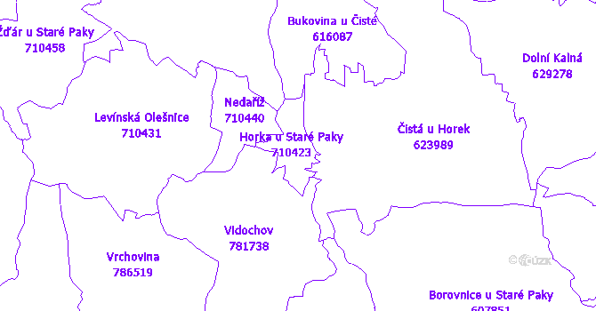 Katastrální mapa Horka u Staré Paky