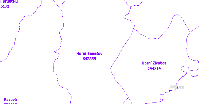 Katastrální mapa Horní Benešov