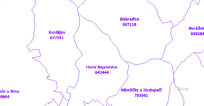 Katastrální mapa Horní Bojanovice